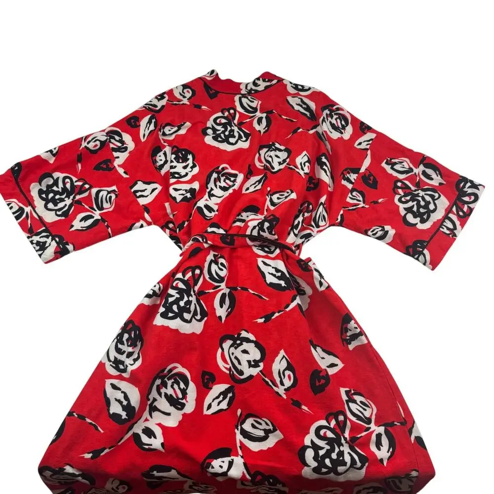 Komar Made In USA Vintage Cotton Floral Short Sleeve Robe Women's Size Large